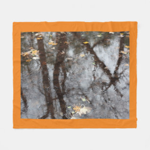 Autumn Raindrops in Pond Fleece Blanket
