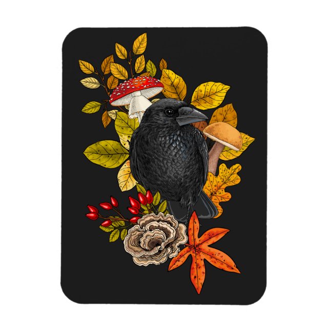 Autumn raven magnet (Vertical)