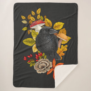 Autumn raven sherpa blanket