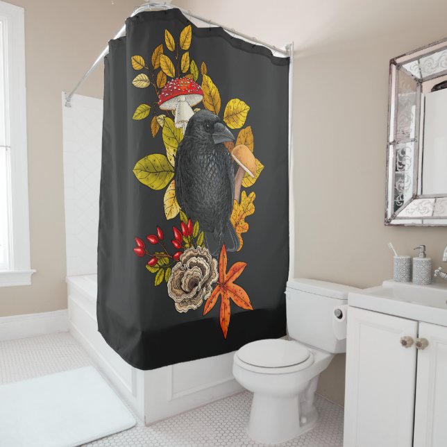 Autumn raven shower curtain (In Situ)