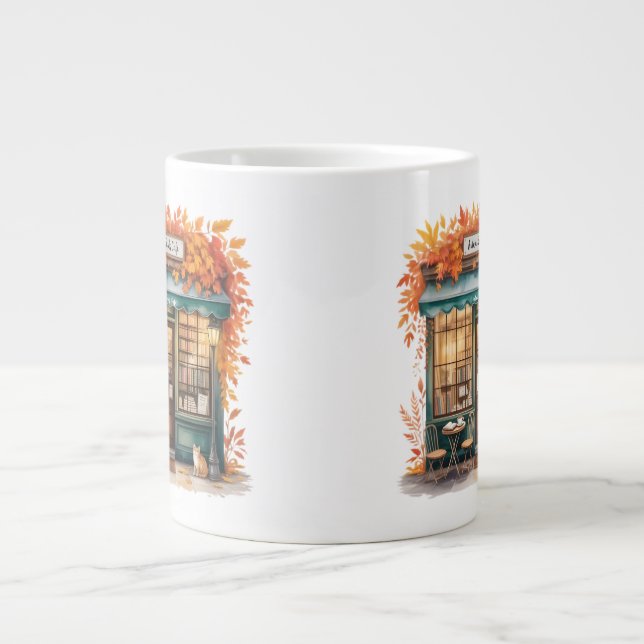 Autumn Reads Café Mug — Fall Bookstore  (Front)