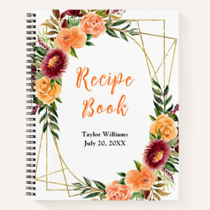 Autumn Red and Orange Floral Recipe Book
