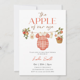 Autumn Red Apple Baby Clothesline Baby shower Invitation