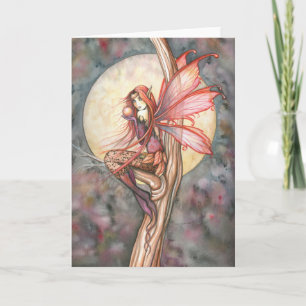 Autumn Red Fairy Greeting Card by Molly Harrison