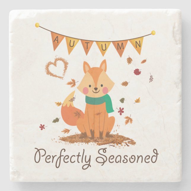 Autumn, Red Fox Wildlife Animal Autumn - Fall Stone Coaster (Front)