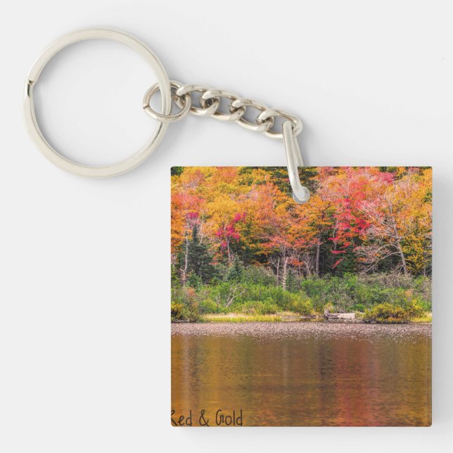 Autumn Red & Gold Acrylic Keychain (Front)