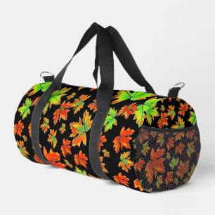 Autumn red green orange leaves maple leaves duffle bag