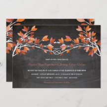 Autumn Red Knotted Love Trees Chalkboard Wedding