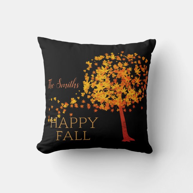 Autumn Red Maple Tree Personalised Cushion (Front)