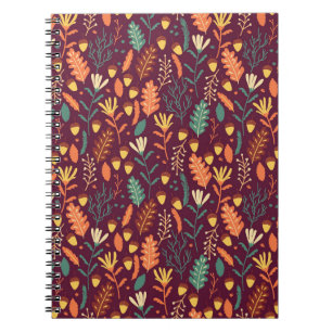 Autumn Red-Orange Vintage Motif Notebook