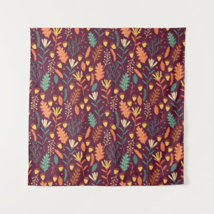 Autumn Red-Orange Vintage Motif Tapestry