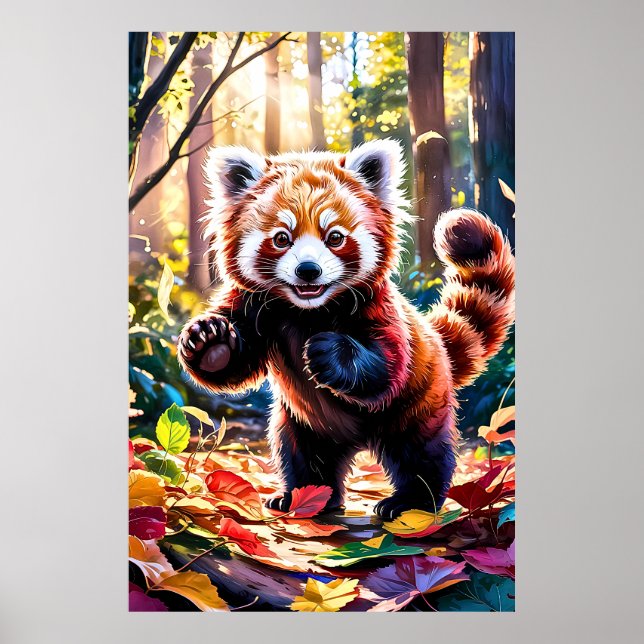 Autumn Red Panda Play Poster (Front)