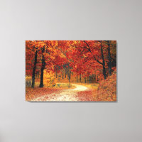 Autumn Red Season Landscape Stretched Canvas Print