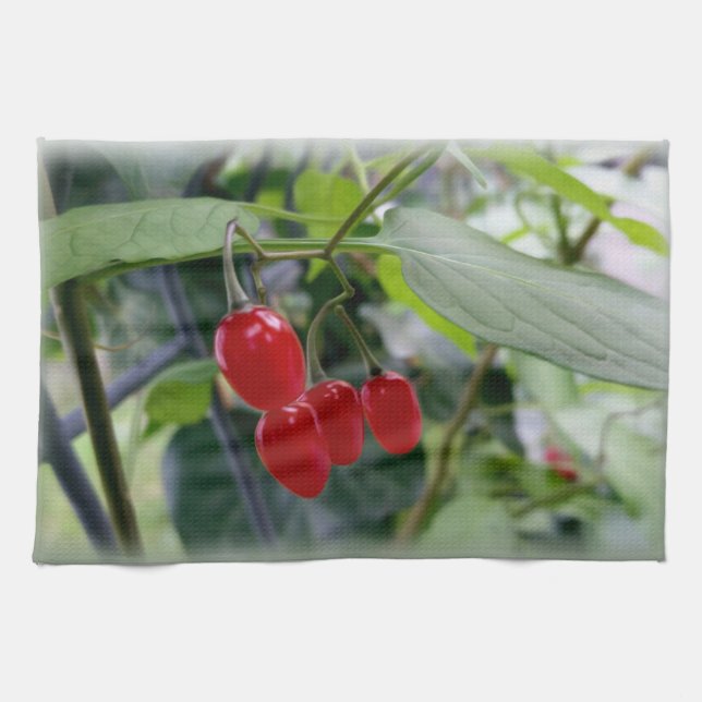 Autumn red spots tea towel (Horizontal)