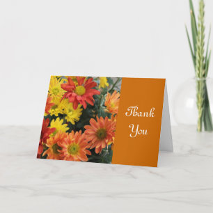 Autumn red, yellow,orange daisy thank you card