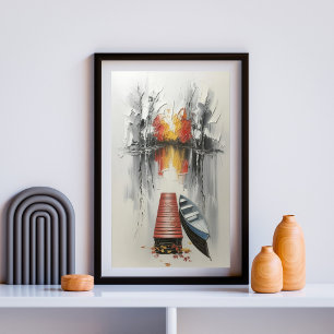 Autumn Reflection Dockside Poster
