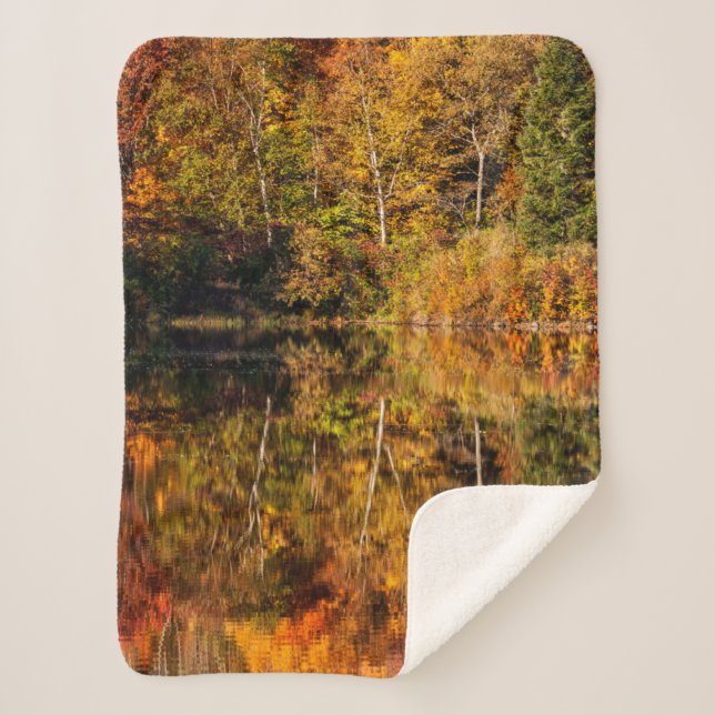 Autumn reflection on Coffin Pond Sherpa Blanket (Front)