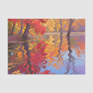 Autumn Reflection Pond Impressionist Tissue Paper