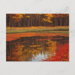 Autumn Reflections A Serene Lake Postcard