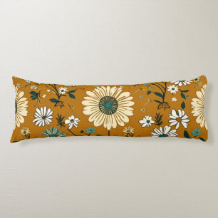 Autumn Retro Boho Mustard Flowers Pattern Body Cushion