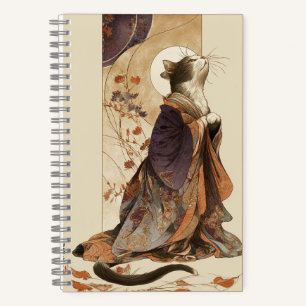 "Autumn Reverie" Japanese Cat in Kimono Art Notebook