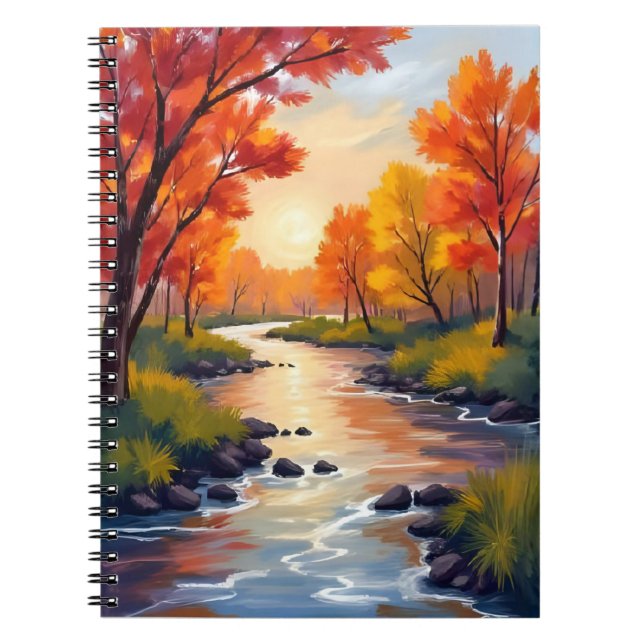 Autumn River | Fall Foliage Nature Watercolor Notebook (Front)