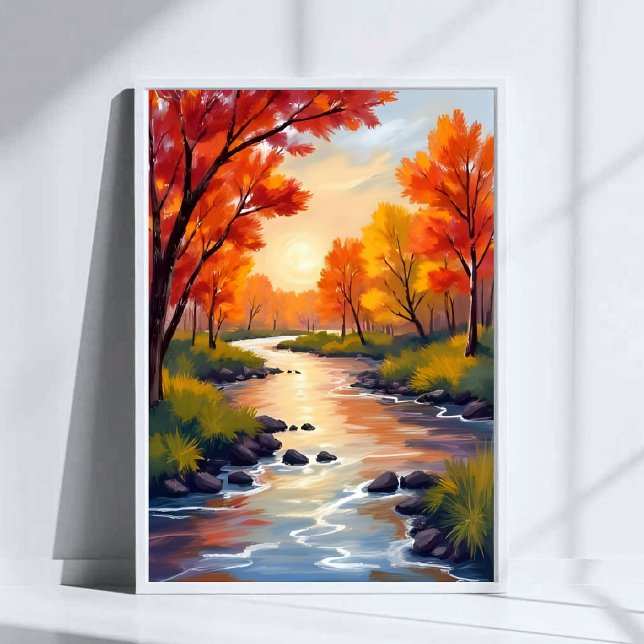 Autumn River | Fall Foliage Nature Watercolor Poster (Creator Uploaded)