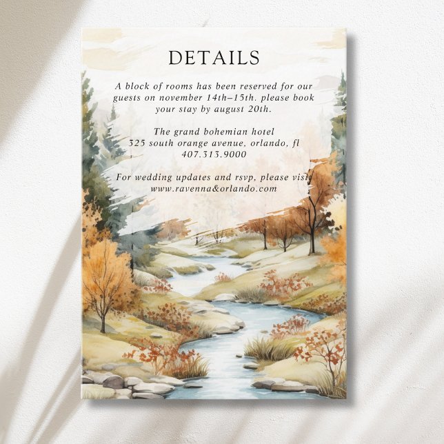 Autumn River Forest Landscape Wedding Details Enclosure Card (Creator Uploaded)