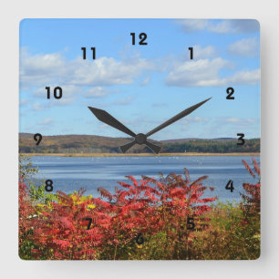 Autumn River Scene Wall Clock