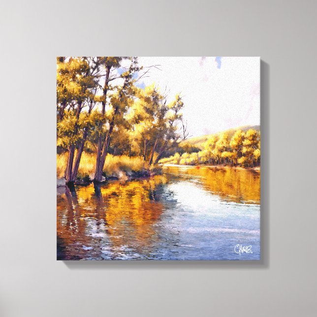 Autumn River Scenery Painting  Canvas Print (Front)