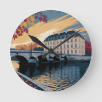 Autumn Riverside European City Illustration Art