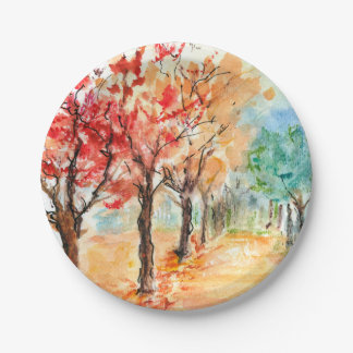 Autumn Road Paper Plates