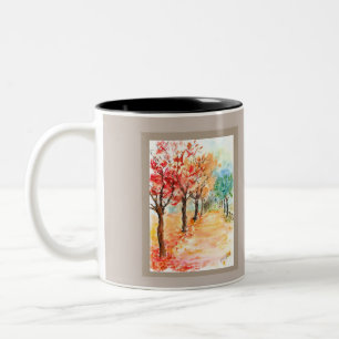 Autumn Road Two-Tone Coffee Mug