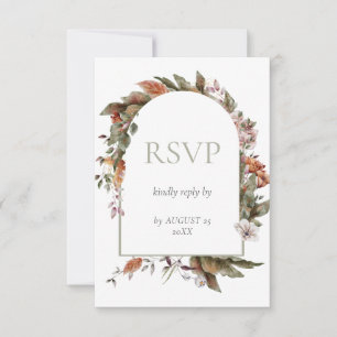 Autumn Romance Arch Floral Wedding RSVP Card