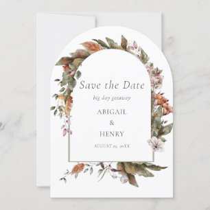 Autumn Romance Arch Floral Wedding Save The Date Invitation