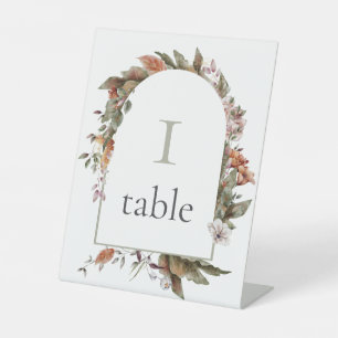 Autumn Romance Arch Floral Wedding Table Number Pedestal Sign