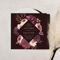 Autumn Romance Burgundy Floral Wedding Square 