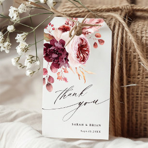 Autumn Romance Elegant Watercolor Floral Thank You Gift Tags