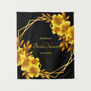 Autumn romance faux gold yellow floral geometric tapestry