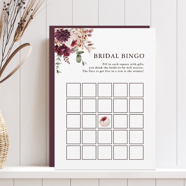 Autumn Romance Floral Bridal Bingo Editable Card (Creator Uploaded)