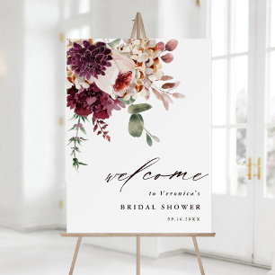 Autumn Romance Floral Bridal Shower Welcome Sign