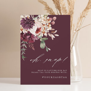 Autumn Romance Floral Burgundy Oh Snap Sign Card