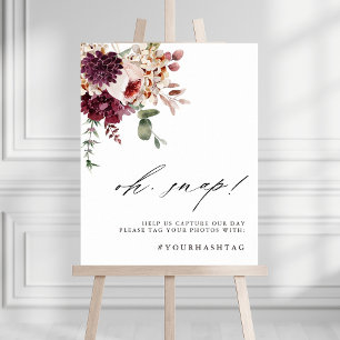 Autumn Romance Floral Oh Snap Wedding Sign