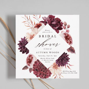 Autumn Romance Floral Wedding Bridal Shower Invitation