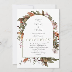 Autumn Romance Floral Wedding Ceremony Programs Invitation