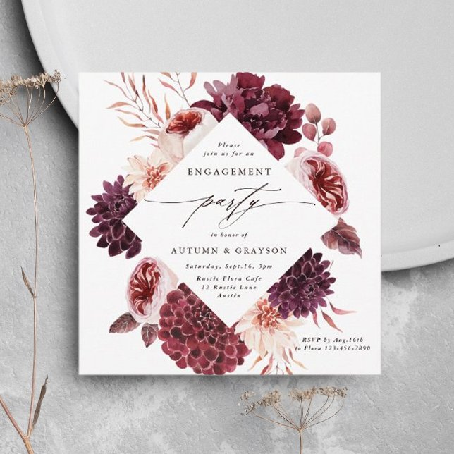 Autumn Romance Floral Wedding Engagement Party Invitation (Creator Uploaded)