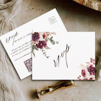 Autumn Romance Floral Wedding QR Code RSVP
