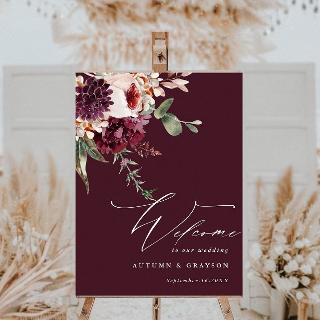 Autumn Romance Floral Wedding Welcome Sign (Creator Uploaded)
