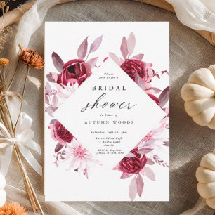Autumn Romance Gold Frame Floral bridal shower Invitation