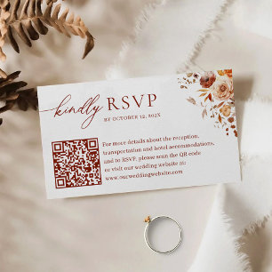 Autumn Romance QR Code Wedding RSVP Enclosure Card
